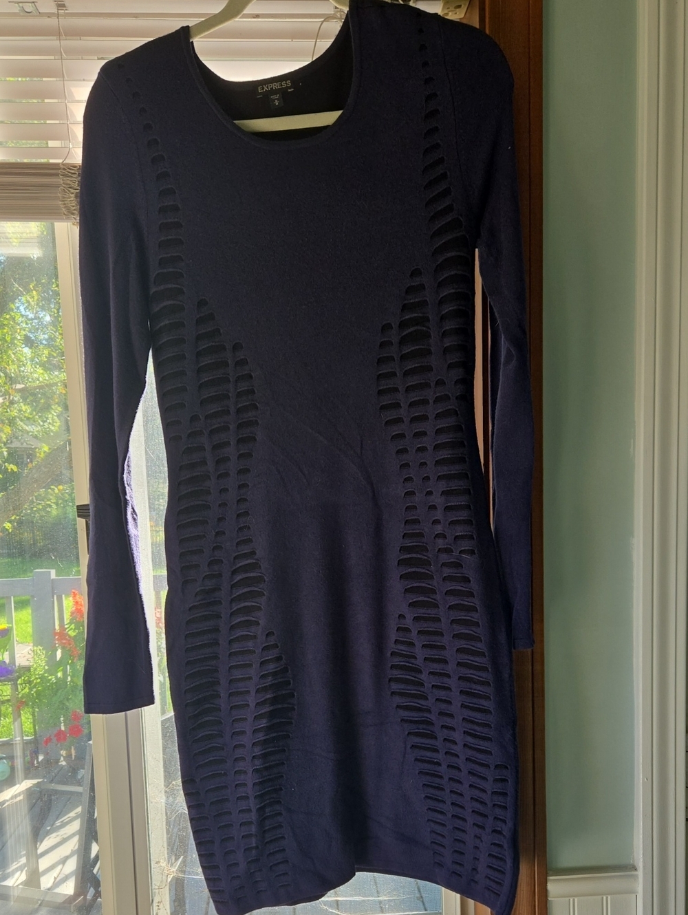 Express Navy Long Sleeve Cutout Bodycon Dress